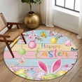 thumbnail image 2 of Round Rugs 5Ft, Colorful Easter Round Area Rug Washable Indoor Throw Carpet, Spring Watercolor Bunny Egg Flower Wood Grain Soft Non Slip Circle Rug for Cabinet Bathroom Home Decor Aesthetic, 2 of 8