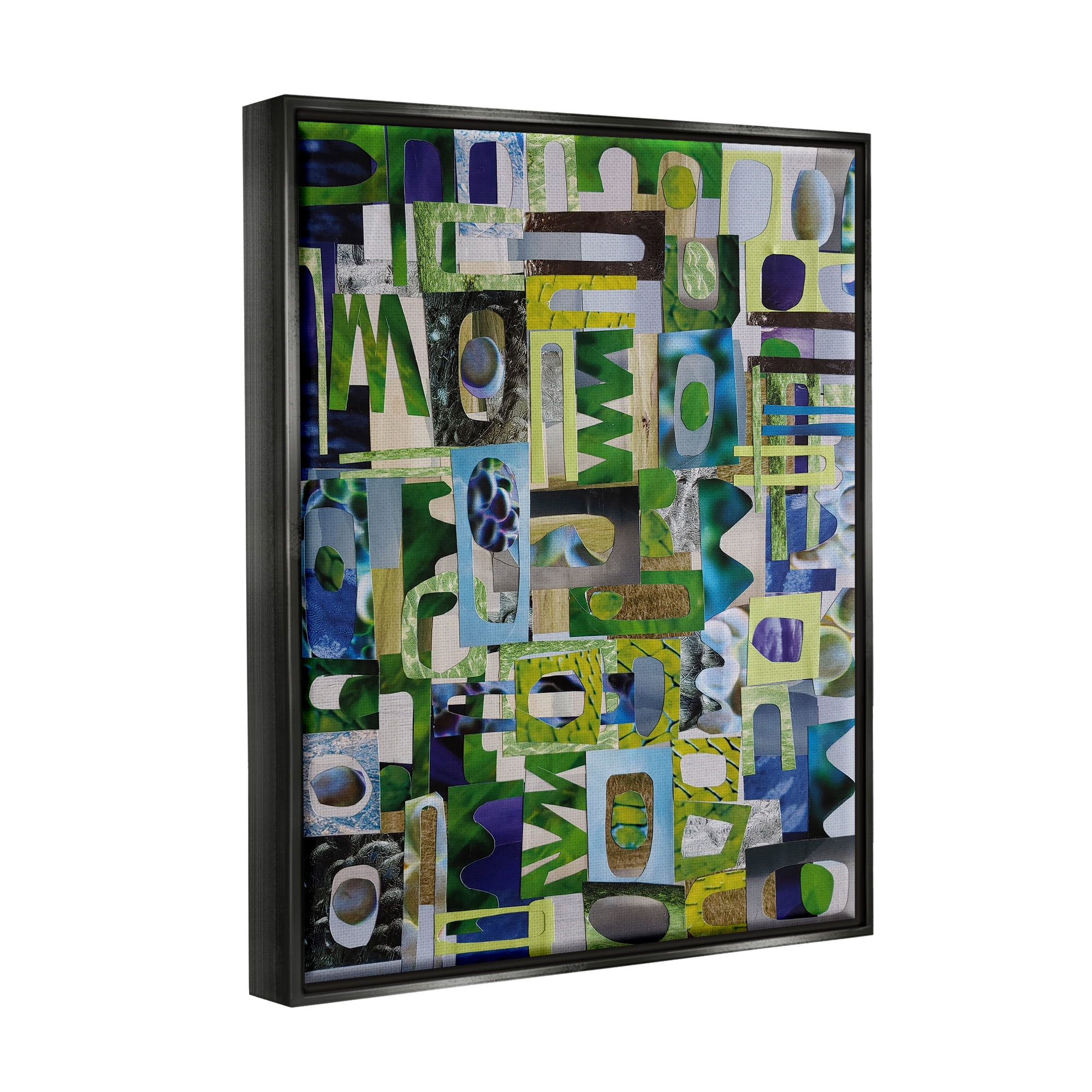 Stupell Golders Green Abstract Shape Collage Abstract Painting Black Floater Framed Art Print Wall Art