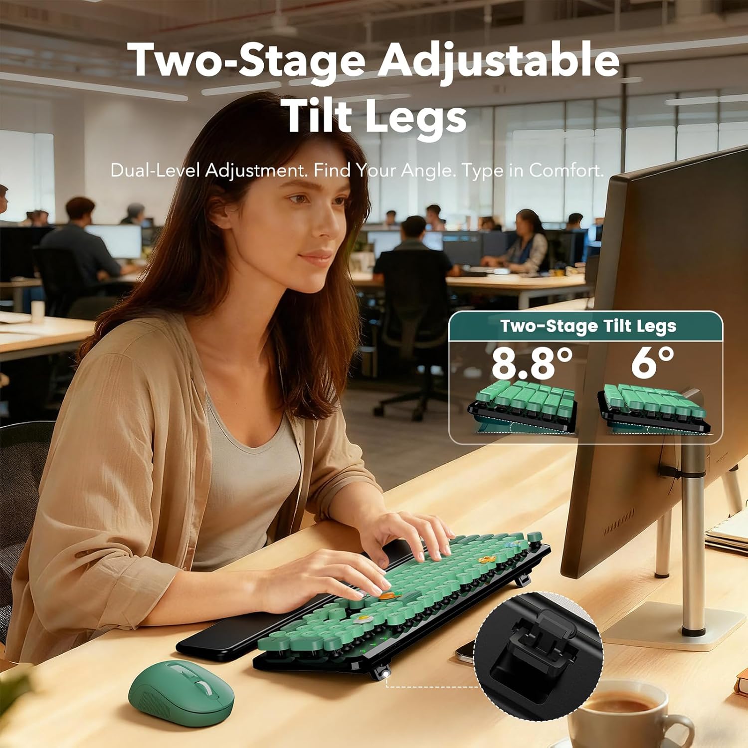 Wagpak Wireless Keyboard and Mouse Combo, Dark Green photo 3