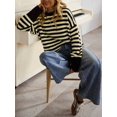 thumbnail image 5 of Women's Oversized Crew Neck Sweater Long Sleeve Knit Pullover Cozy Fall Tops Casual Loose Knitwear Yellow S, 5 of 7