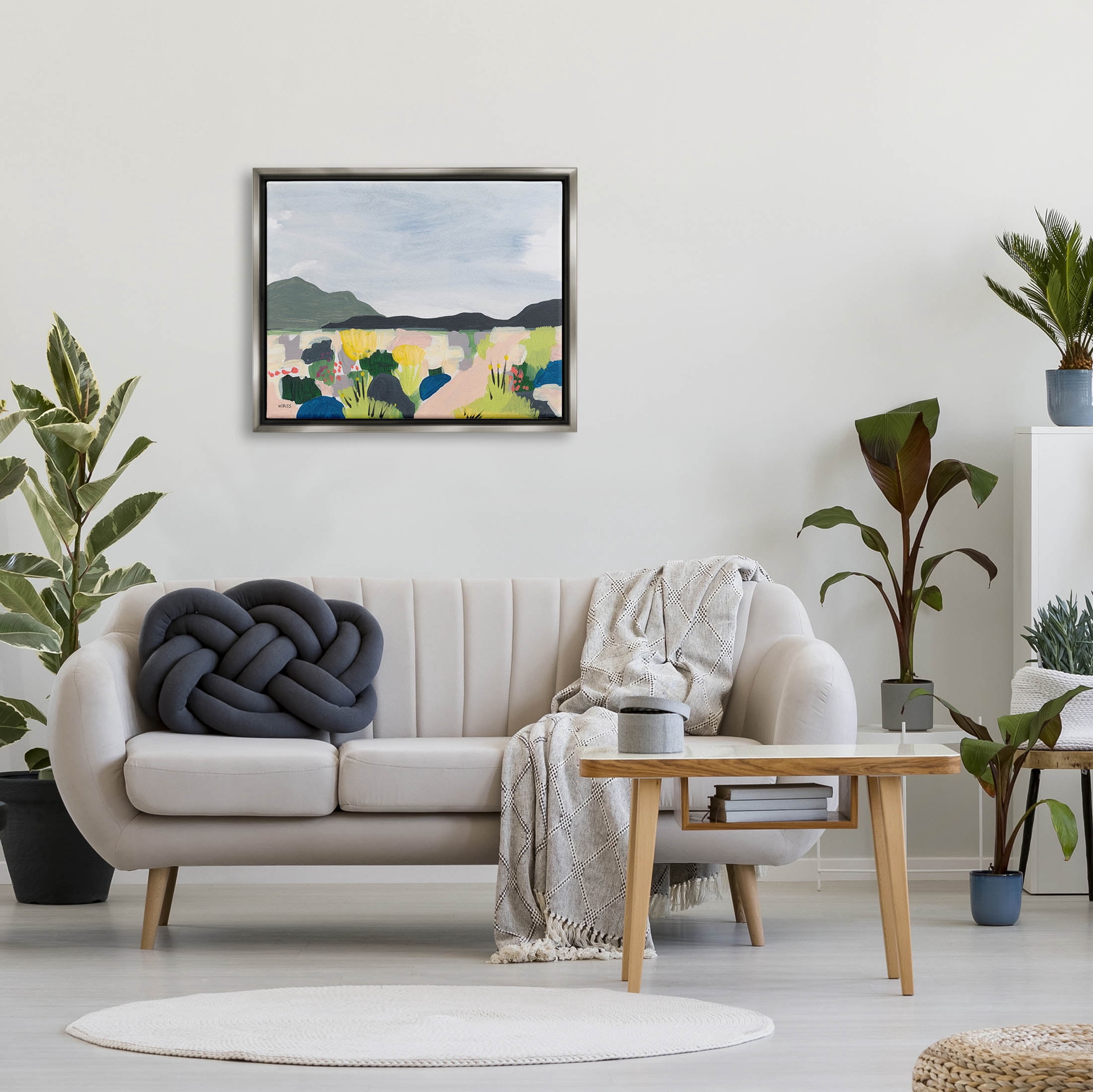 Stupell Industries Wildflower Meadow Scenery Painting Painting Luster Gray Floating Framed Canvas Print Wall Art, Design by Jan Weiss