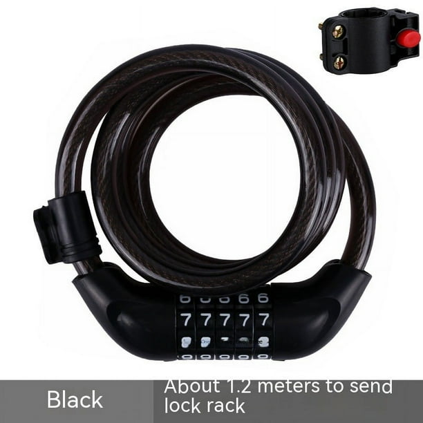 Cable de bloqueo de bicicleta, código de combinación reiniciable autoenrollable de 5 dígitos de alta resistencia, candado de Cable de seguridad de acero Flexible de cadena de bicicleta