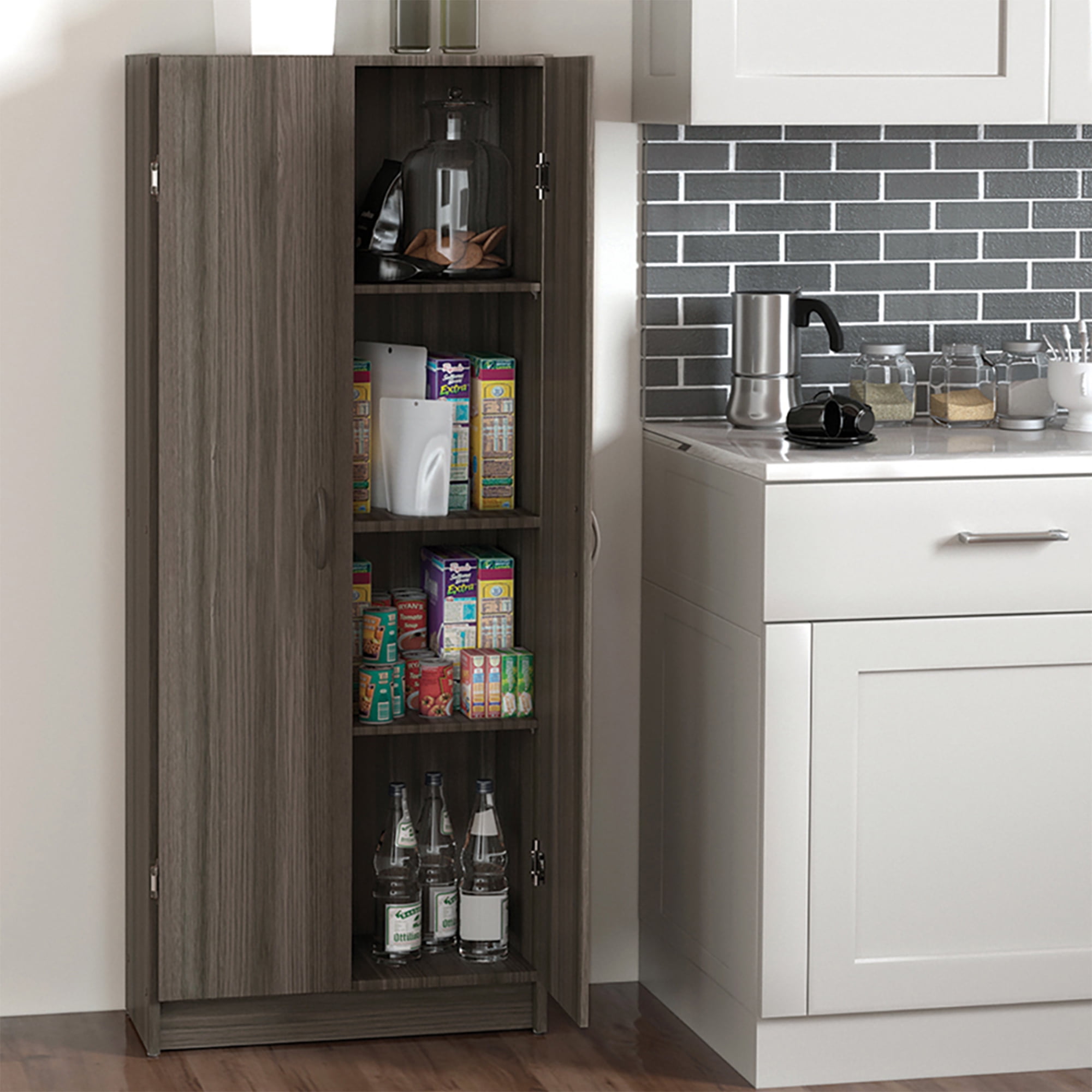 ClosetMaid Pantry Cabinet Cupboard with 2 Doors, Adjustable Shelves for Kitchen, White
