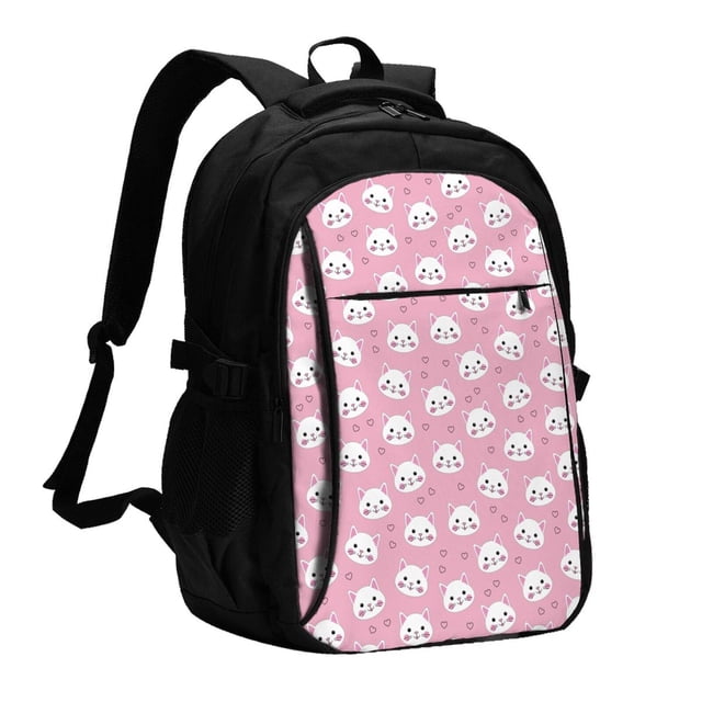 Disketp Cute Cat Mochila de Viaje Estampada para Laptop con Puerto de Carga USB, Mochila Impermeable para Computadora – Regalo para Hombres y Mujeres