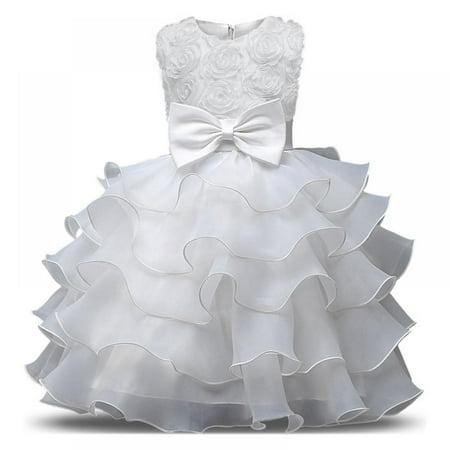 

BULLPIANO Toddler Girl Dress Kids Ruffles Lace Party Wedding Dresses Layered hem cake-style design Tutu Wedding Party Flower Dress 3-10 Years