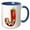 Blue/White, variant on 3drose, Strawberry Image of Cookie Monogram Initial J, 11oz Magic Transforming Mug
