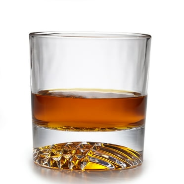 Globe On The Rocks Pyramide Mountain Whiskey Glasses with a Heavy Base, Set of 4, 8.8 Ounces