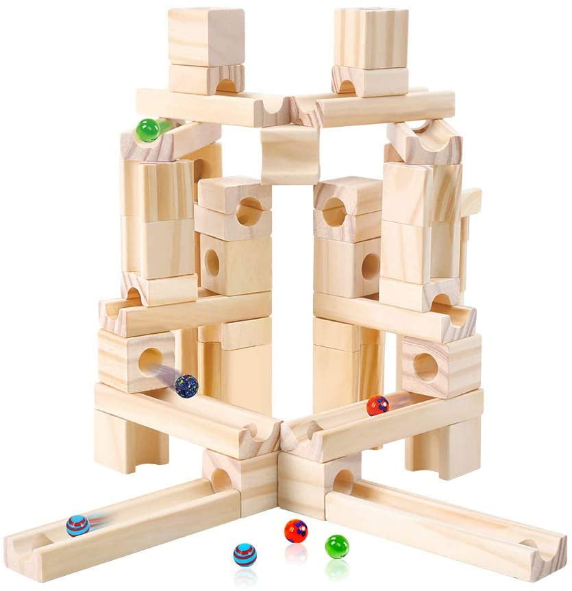 Timbers 60 Piece Wood Block Marble Run