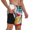 thumbnail image 2 of Naloa Colorful Abstract Bumper Cars Print Men Swim Trunks with Compression Liner ,Board Shorts,Men's Swim Shorts with Drawstring and Elastic Waistband-Small, 2 of 6