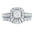thumbnail image 3 of Dazzlingrock Collection 2.00 Carat (ctw) 14K Princess & Round Diamond Ladies Halo Engagement Ring Set 2 CT, White Gold, Size 6, 3 of 4