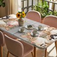 thumbnail image 3 of Easter Bunny Table Cloths for 4 Foot Rectangle Tables, Eggs Green Leaves Country Farmhouse Wooden Patio Waterproof Elastic Fitted Tablecloths, Washable Rectangular Table Cover for Camping, 3 of 8