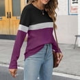 thumbnail image 6 of DondPO Womens Tops Women's Color Block Tunic Tops Casual Long Sleeve Shirts Round Neck Pullover Womens Dressy Tops Tops for Women Trendy Purple XL, 6 of 7