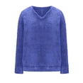 thumbnail image 3 of APEXFWDT Plus Size Sherpa Lined Top S-5X Women's Warm Fleece Pullover Fall Winter Soft V-Neck Casual Sweatshirt, 3 of 6
