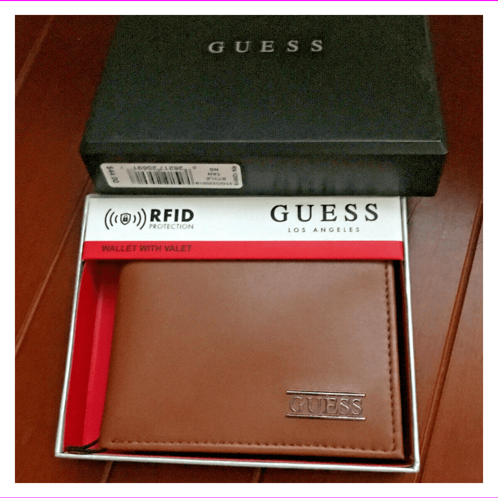 Guess Men's Leather Credit Card Id Wallet Passcase Bifold Tan 0465/04 
