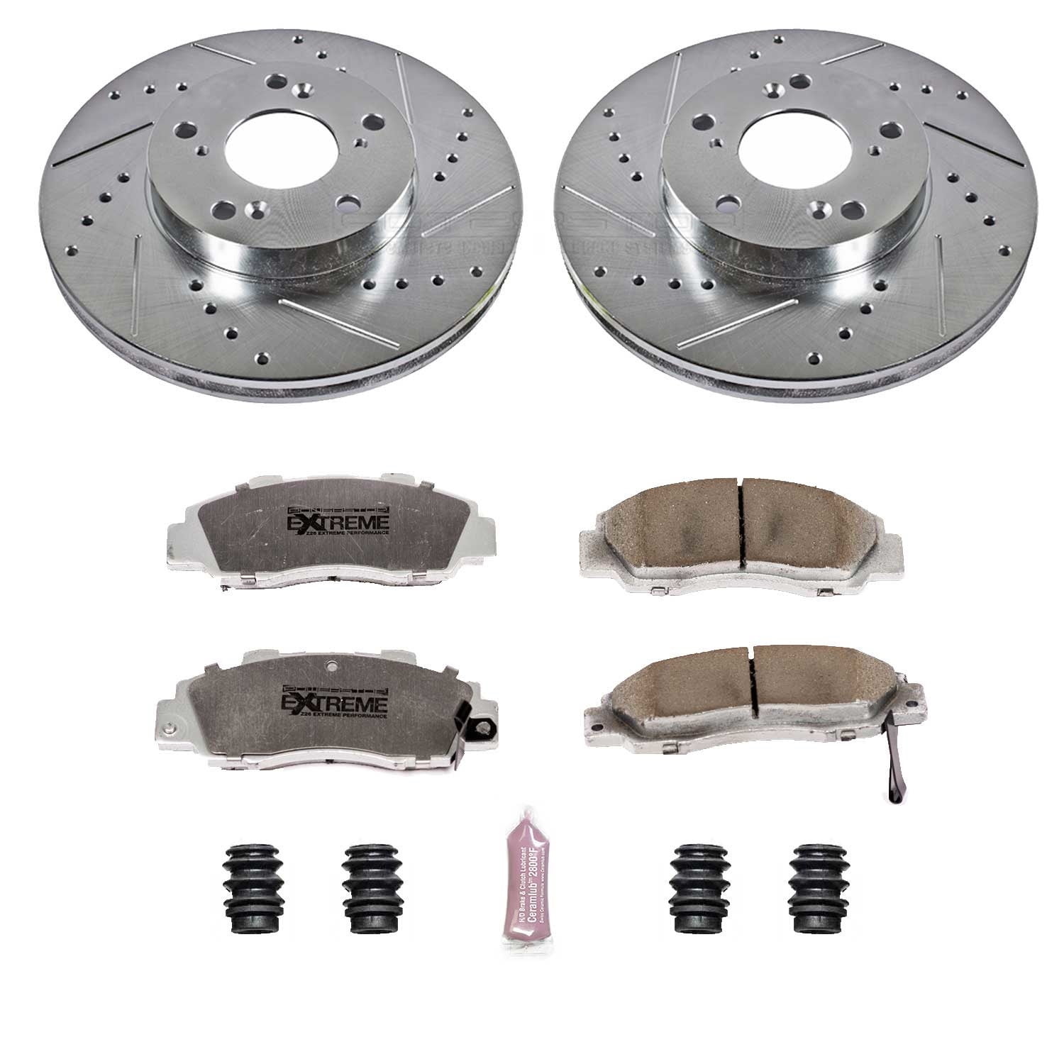 PowerStop Front Z26 Street Warrior Carbon-Fiber Ceramic Brake Pad and Drilled and Slotted Rotor Kit Fits: HONDA Select Models K1041-26