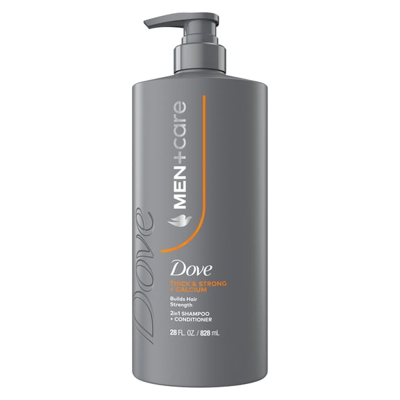 Dove Men Care Shampoo Builds Hair Strength, Thick & Strong, with Calcium, 28 fl oz