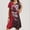 Wine Sundresses for Women, variant on Dyegold Sundresses for Women Casual Beach - Plus Size Summer Dresses V-Neck Short Sleeve Rose Printed Tshirt Midi Sun Dresses Loose Casual Beach Party Dresses