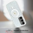 thumbnail image 3 of Designed for Samsung Galaxy S24 Plus /S24+ Magnetic Circle MagSafe Wireless Compatible Epoxy Glitter Flower Shiny Sparkle Bling Hybrid TPU Phone Case Cover [White], 3 of 7