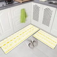 thumbnail image 3 of Geometric Yellow Gray and White Colors Kitchen Rugs and Mats Bohemian Vintage Pattern Horizontal Lines Multicolored Kitchen Mat for Floor Non Skid Washable 2 Pieces 17X48+17X24 Inches, 3 of 6