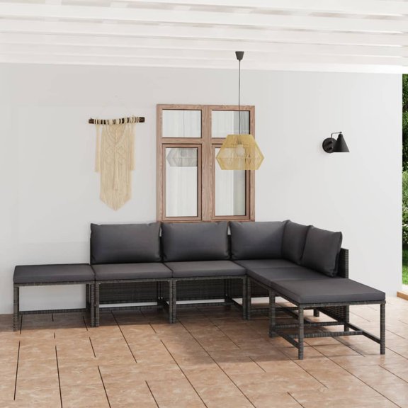 vidaXL Garden Lounge Set Grey with Anthracite Cushions