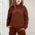 thumbnail image 2 of XJZMD Girls Outfits Set Child Toddler Boys Girls Long Sleeve Solid Warm Hoodie Pullover Tops Pants Kids Outfits Sweat Suit Coffee 6 Years-7 Years, 2 of 4