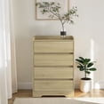 thumbnail image 2 of Hassch 4 Drawer Dresser - Modern Chest of Drawers for Bedroom, Hallway, Entryway, Living Room - Light Wood, 2 of 6