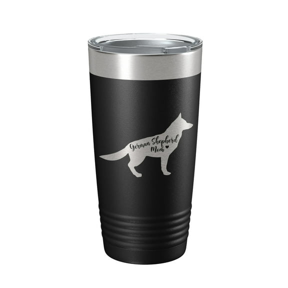 German Shepherd Mom Tumbler Dog Travel Mug Gift Insulated Laser Engraved Coffee Cup 20 oz Black