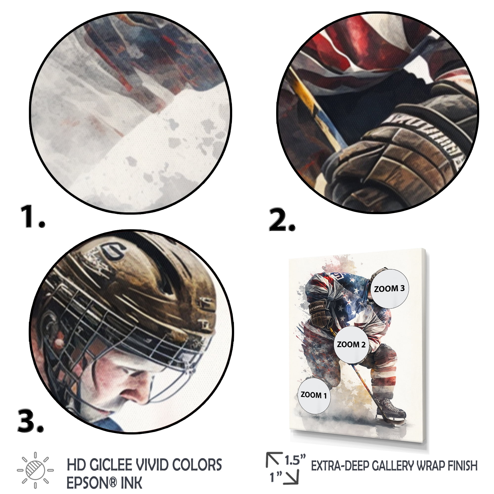 Designart Usa Hockey Player In Action V Canvas Wall Art