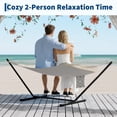 thumbnail image 3 of Memoryfield 2-Person Double Hammock w/ Hardwood Spreader Bars & Pillow, 450 lb Capacity, Light Gray, 3 of 7