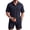 Navy Blue, variant on RICHCOIN Men's 2 Piece Outfits Textured Knit Short Sleeve Button Down Shirts and Shorts Old Money Casual Sets