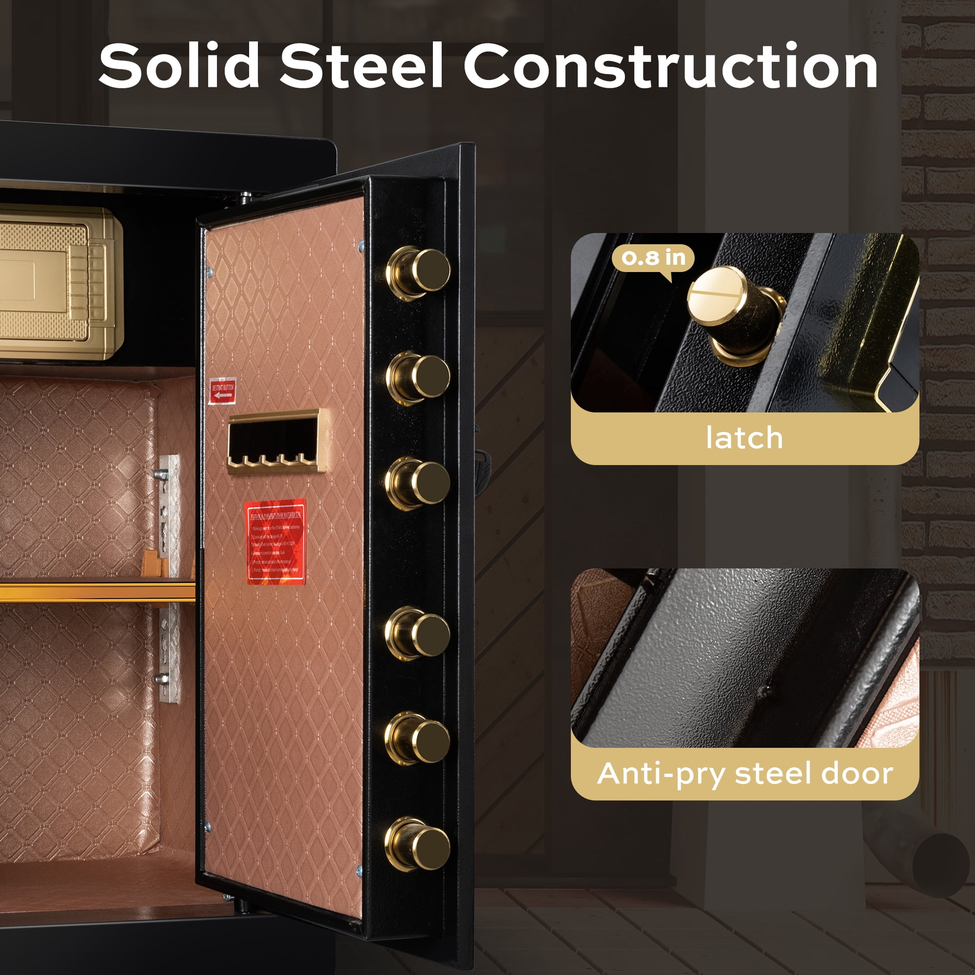 Locksworth 6.2 Cu.ft. Large Safe with Electronic Keypad, Safe Box with Fireproof Bag Dual Alarm System Lockable Inner Cabinet for Home Hotel
