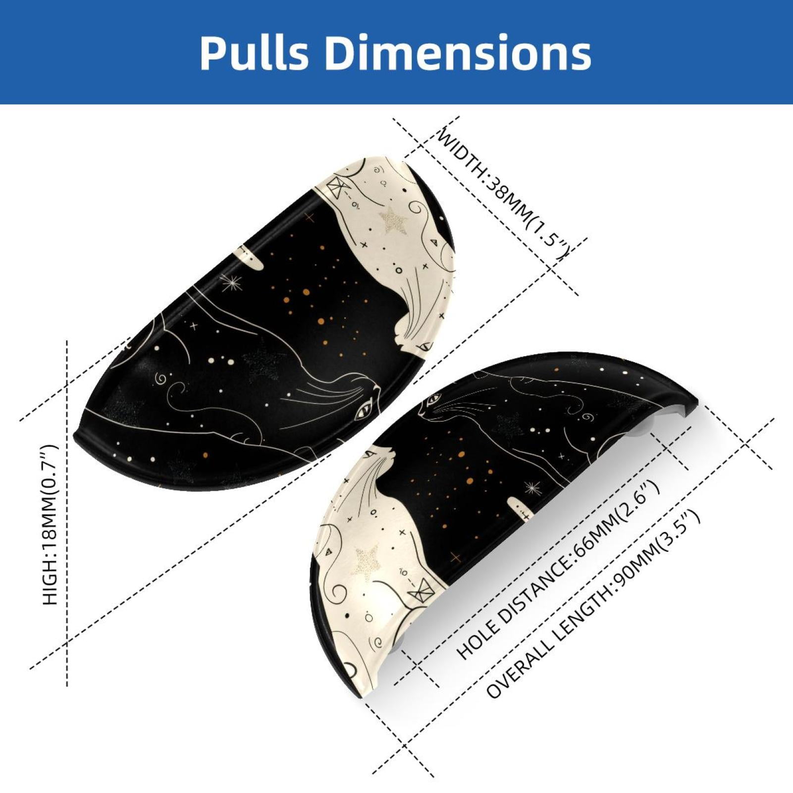 PhooArto 6 Pcs Cup Drawer Pulls, White Black Cat Stars Shell Shape Handles Cabinet Knobs for Dresser Cupboard Closet Wardrobe with Screws