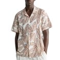 thumbnail image 1 of Camisas De Mezclilla Para Hombre Camisa informal con estampado Floral de solapa suelta para hombre, puños de manga corta con botones, camisa Floral estilo puerto, Top de verano hawaiano (Beige, 3XL), 1 of 3