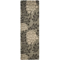 SAFAVIEH Florida Benton Geometric Shag Runner Rug, Smoke/Dark Brown, 2'3" x 7'