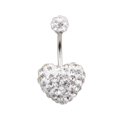 thumbnail image 2 of Anillos de perforación de ombligo de doble cara de corazón, bola de discoteca de cristal de acero quirúrgico, anillo de ombligo, piercing para el ombligo, joyería para el cuerpo, 2 of 3