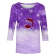 thumbnail image 4 of Meichang Hauts à Manches 3/4 pour Femmes Classiques de Noël Verre de Vin T-Shirts Graphiques Coupe Ample Col Rond Hauts Décontractés Cadeaux pour Femmes pour Noël, 4 of 4