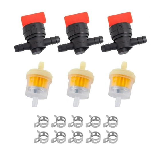 JIAHAOO Inline Fuel Filter Valve Kit Plastic Clamps For John Deere Kohler Briggs Stratton Lawn Mower Tractor Parts