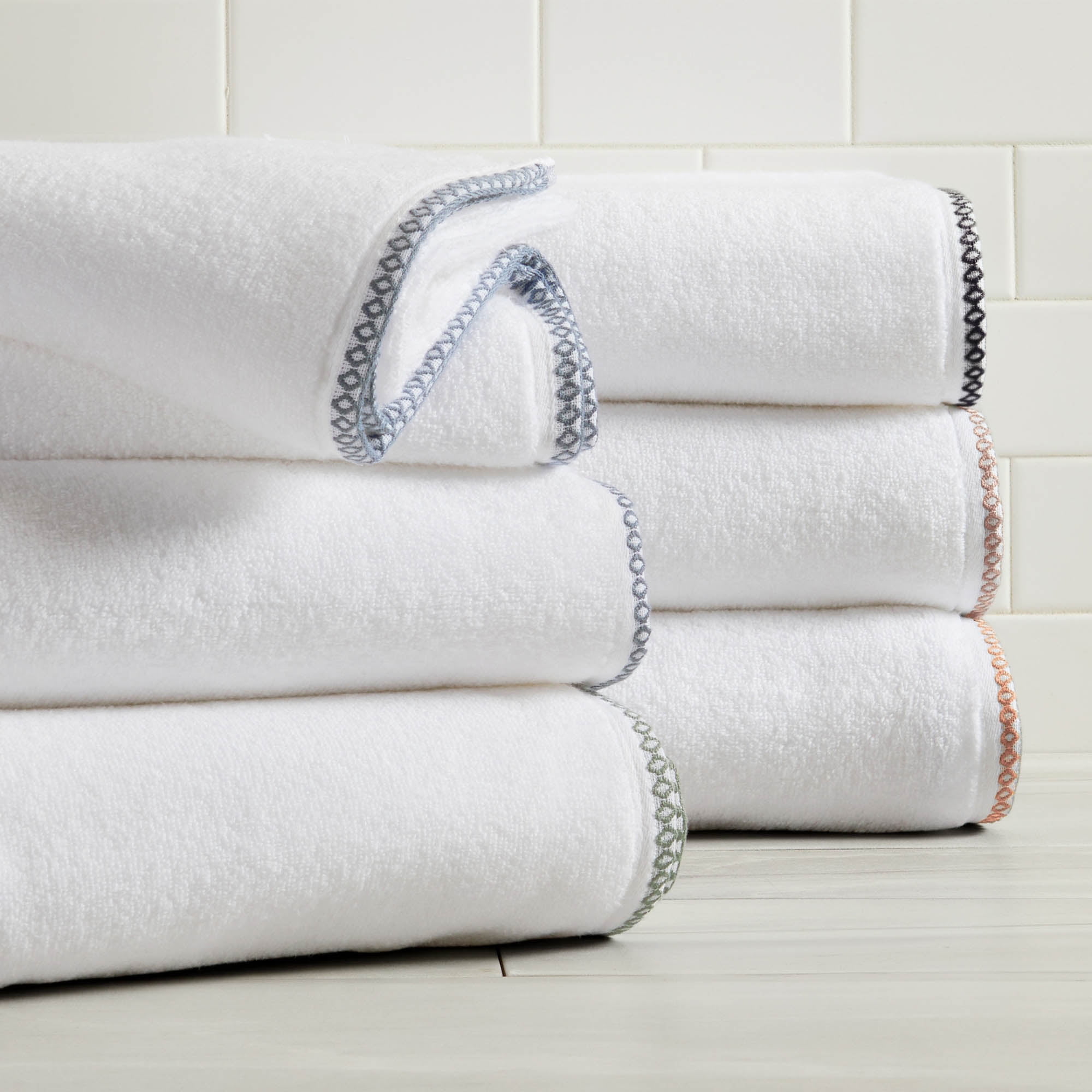 Boho-Inspired Border Quick-Dry Cotton 6 Pack Hand Towel Set