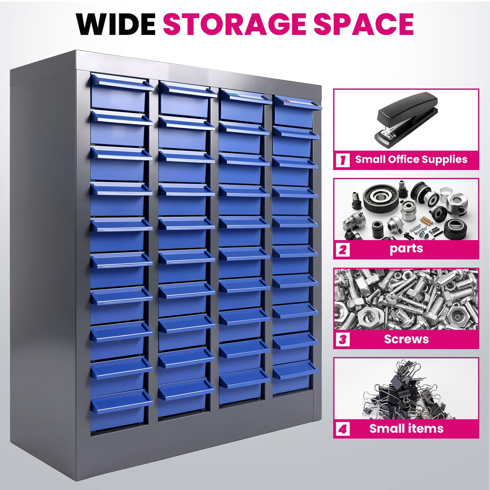 40 Drawers Bolt and Nut Tool Storage Cabinet with Shelves & Labels, Tool Organizer Bolt Bins Organizer, Blue, 21lbs, Nut and Bolt Organizer for Auto Repair Shop, Factory