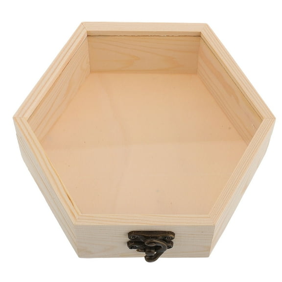 OUNONA Vintage Wooden Storage Box With Glass Lid Keepsake Boxes Decorative Storage Box For Trinkets Wedding Home Decor
