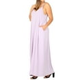 thumbnail image 4 of Zenana Women & Plus V-Neck Draped Jersey Beach Summer Cami Long Maxi Dress with Side Pockets, 4 of 5
