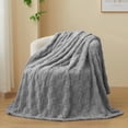 thumbnail image 5 of Super Soft Queen Blanket Grey Premium Silky Flannel Fleece 3D Checkered Lightweight Bed Blanket All Season Use (Grey Checkered, Queen(90"x90")), 5 of 6