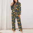 thumbnail image 2 of Daiia Pumpkins And Sunflowers2 for Women's Long-Sleeved Pajama Set – Soft & Comfortable Sleepwear Button-Up Pajamas Cozy Lounge Wear-Large, 2 of 7