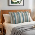 thumbnail image 6 of Pillow Covers 18x18 Set of 2, Teal Brown Striped Throw Pillow Covers Decorative Couch Cushion Cover, Farmhouse Boho Geometric Lines Microfiber Soft Square Pillowcases for Bedroom Living Room Sofa, 6 of 9