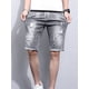 thumbnail image 2 of Pantalones cortos de mezclilla para hombre, elásticos, con cordón, rotos y bolsillos, pantalones vaqueros cortos para hombre, tendencia original de lujo 2024, ropa de calle grosera, emo, 2 of 5