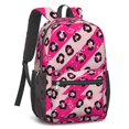 thumbnail image 2 of Black and Pink Leopard Print 17" Waterproof Oxford School Backpacks for Teens, S-Shape Padded Straps, for School, Travel, Hiking, Camping, 2 of 5
