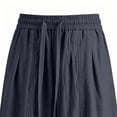 thumbnail image 4 of SAWOBUUN Men's Cotton Linen Pants Breathable Wide Leg Trousers Elastic Drawstring Waist Loose Fit Casual Summer Beach Pants, 4 of 9