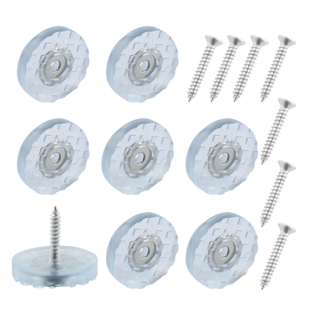 8pcs Rubber Feet Insert Metal Washer w Screws Furniture Chair Leg Pads