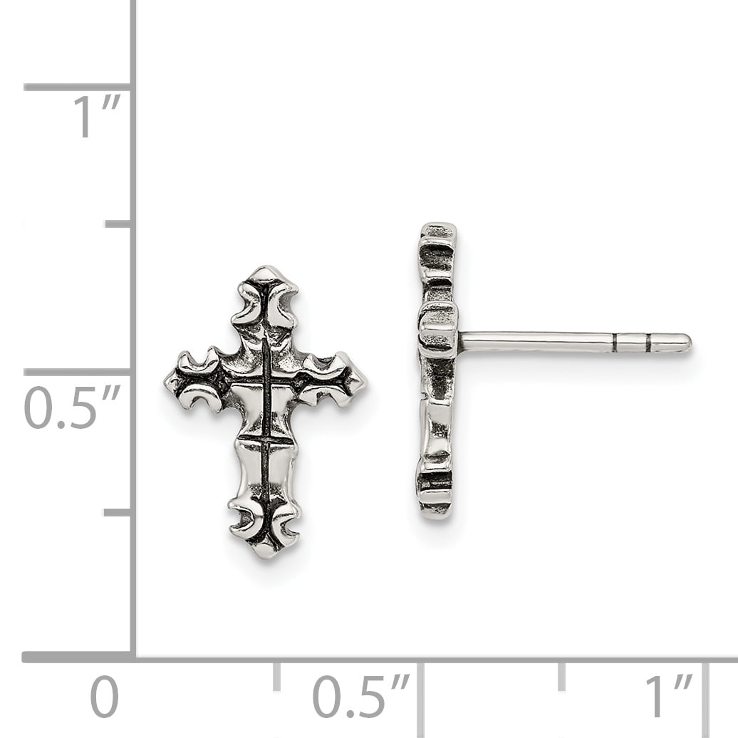 925 Sterling Silver Posts CZ Crosses Faith Religious NEW Cross Hoop Earrings