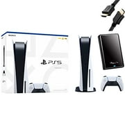 Sony PS5 Playstation 5 Console Disc Version + Wireless Controller - iPuzzle HDMI Cable + 320GB External HD